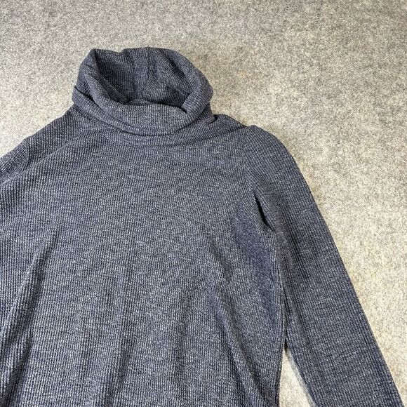 Clara Sun Woo Tunic Top Womens Medium Cowl Neck Rib Knit Blue Made In USA - Picture 2 of 8